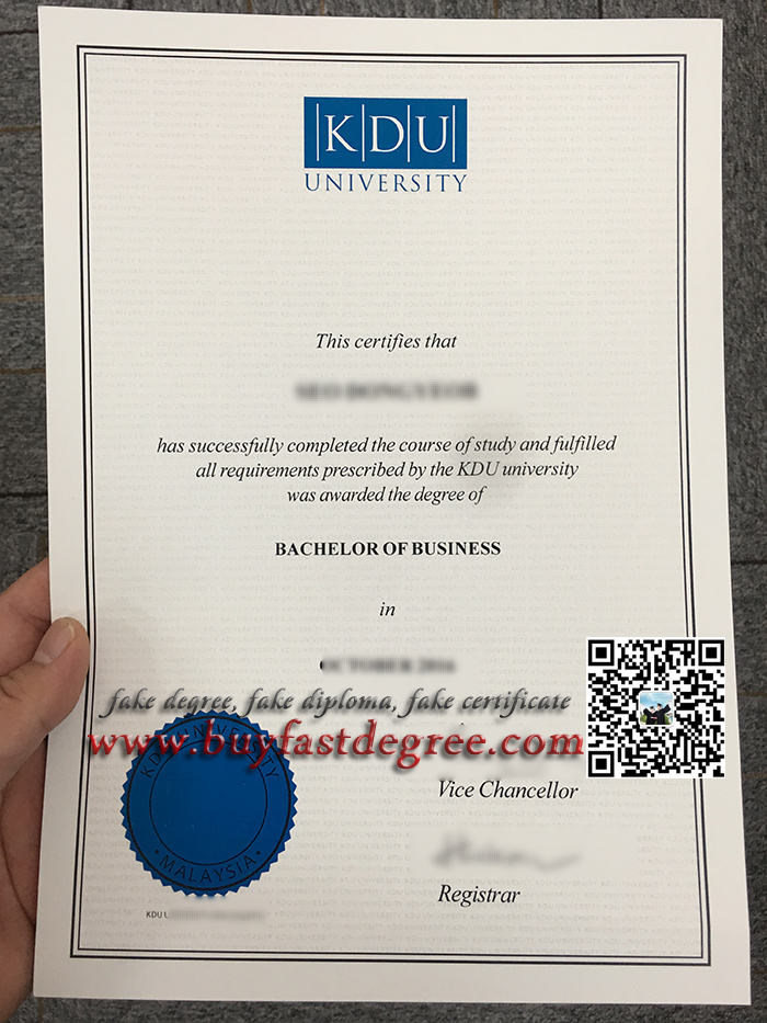 出售伯乐学院高仿毕业证，FAKE KDU diploma