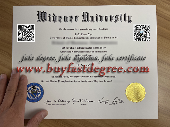 Fake Widener University diploma