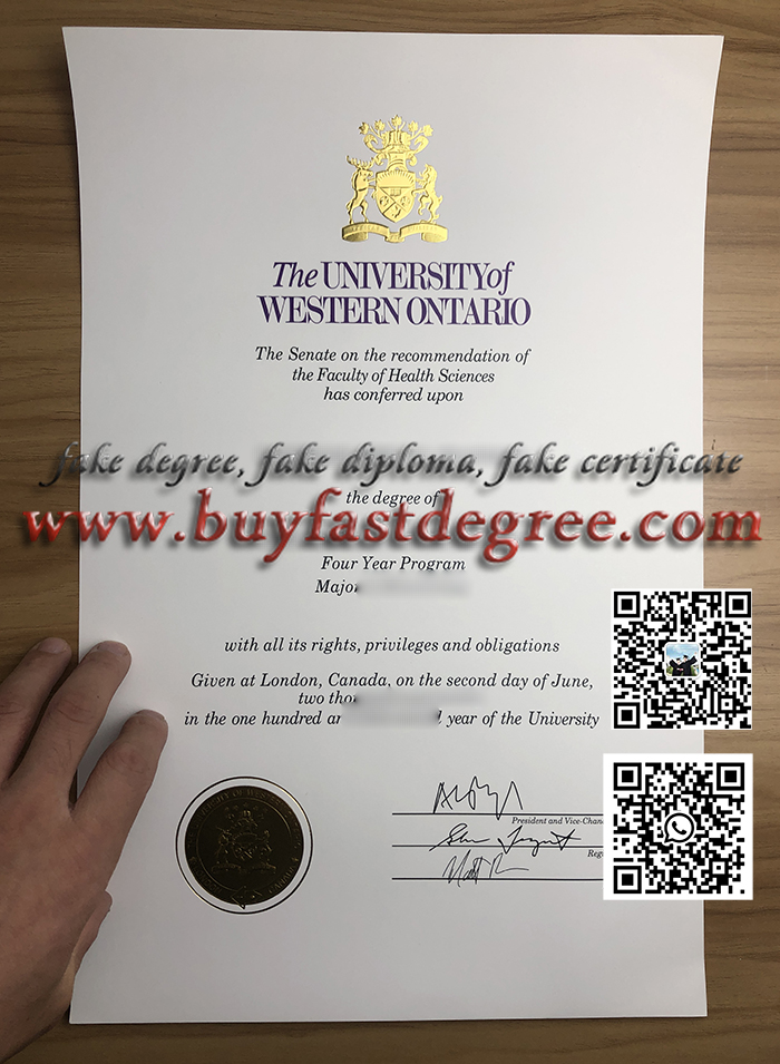 Fake Western University diploma.