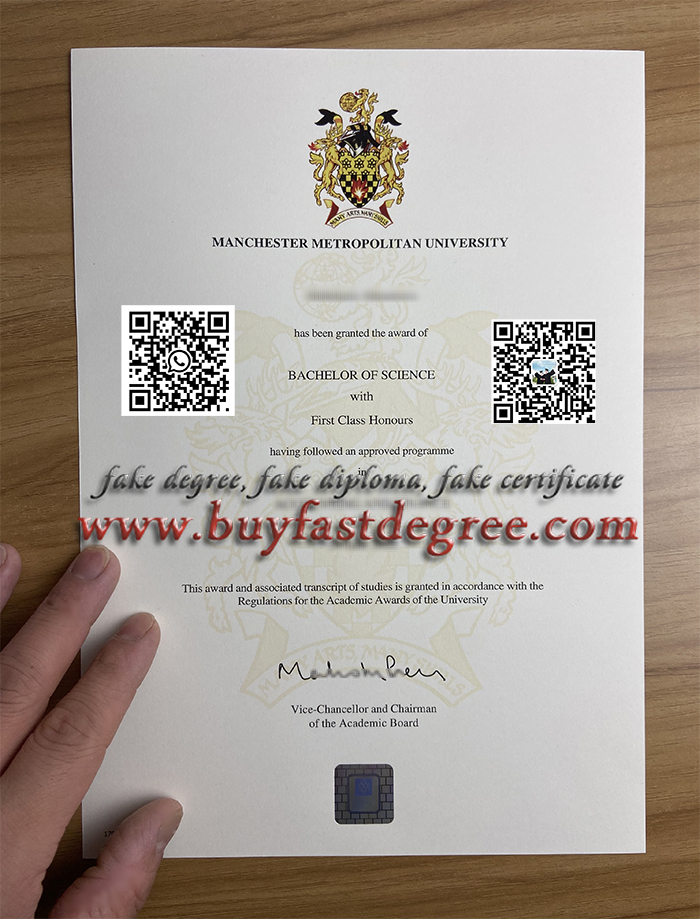 Fake Manchester Metropolitan University diploma