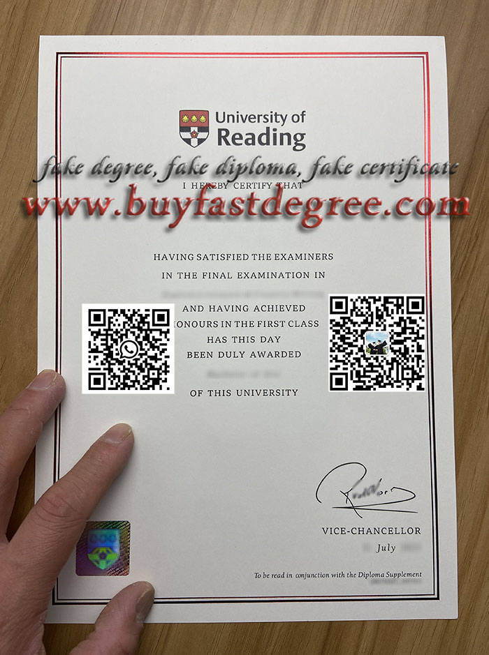 University of Reading certificate