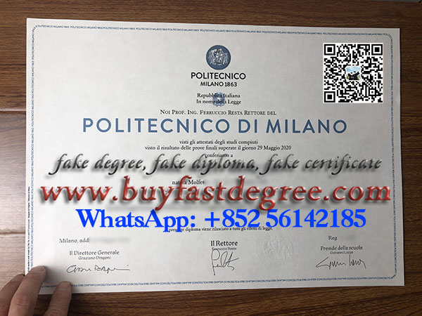 Polytechnic University of Milan diploma.